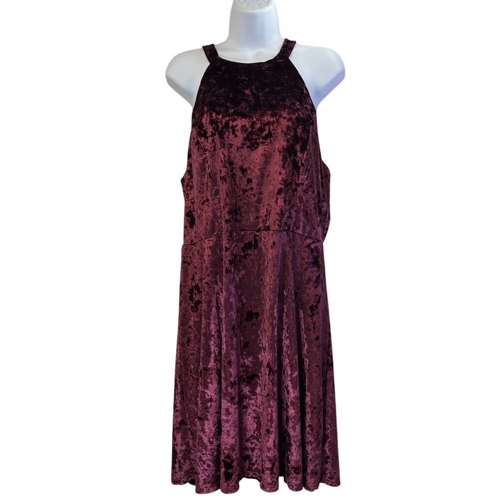 Xhilaration Womens XXL Maroon Sleeveless Velvet Open Back Whimsy Goth Dress